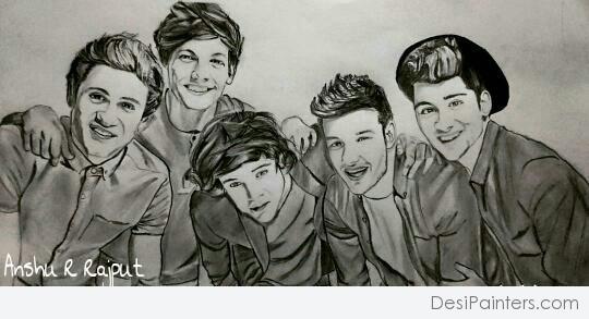 540x293 Pencil Sketch Of One Direction - Direction Sketch