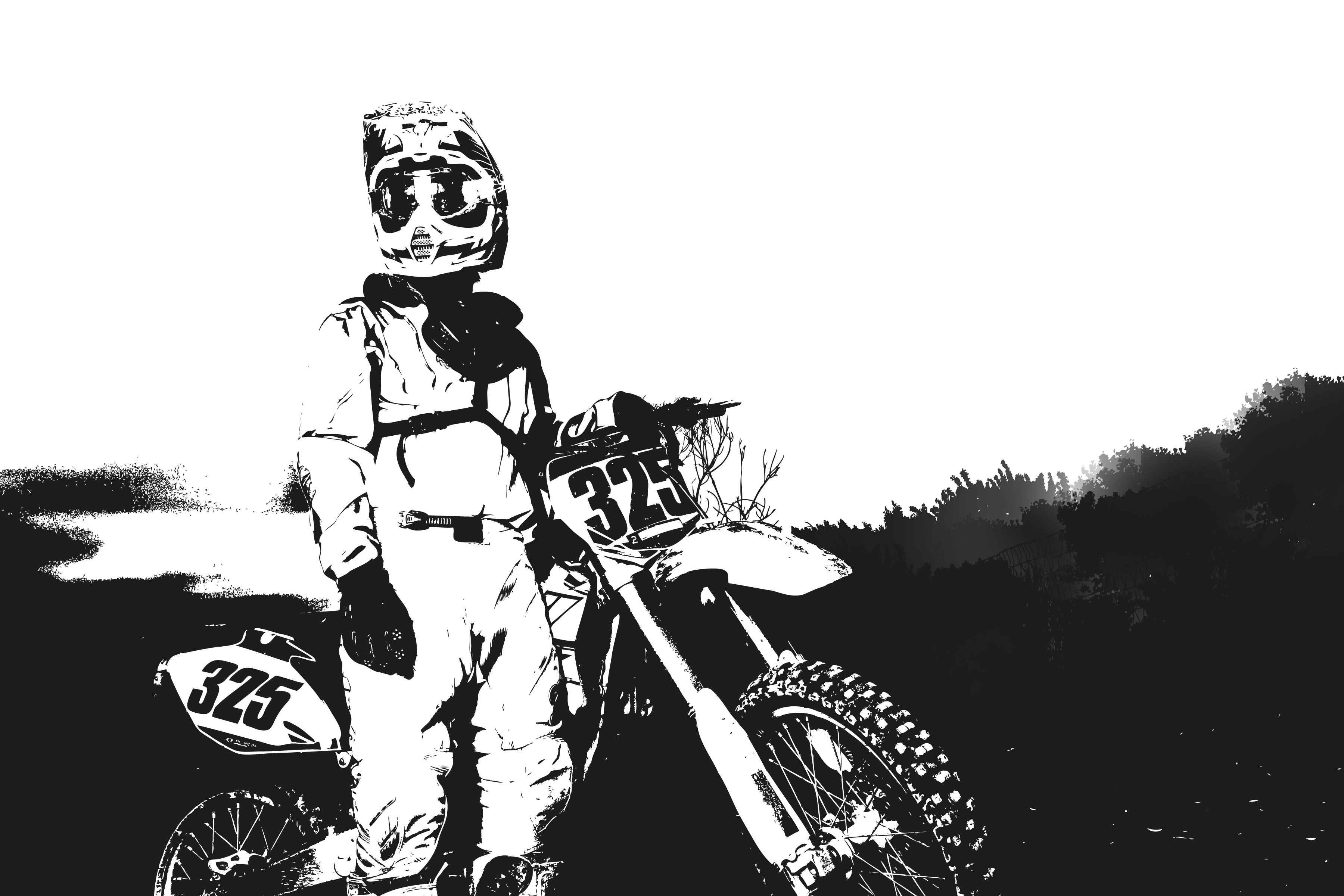 3600x2400 Free Images Man, Person, Black And White, Sport, Motorcycle - Dirt Bike Sketch