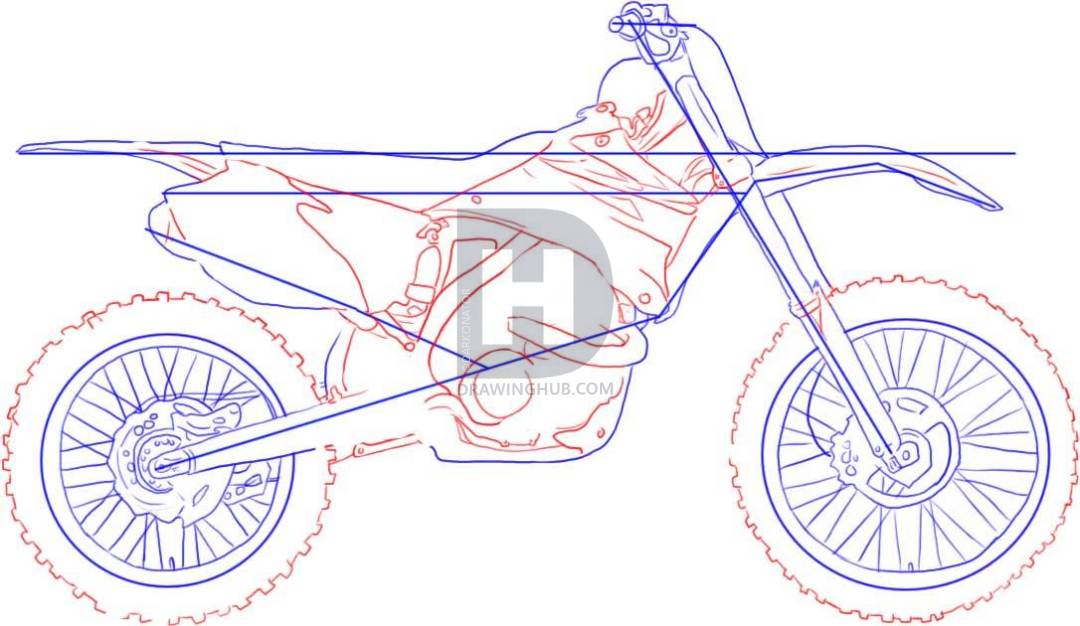 1080x626 How To Draw A Dirt Bike, Step By Step, Drawing Guide, By - Dirt Bike Sketch