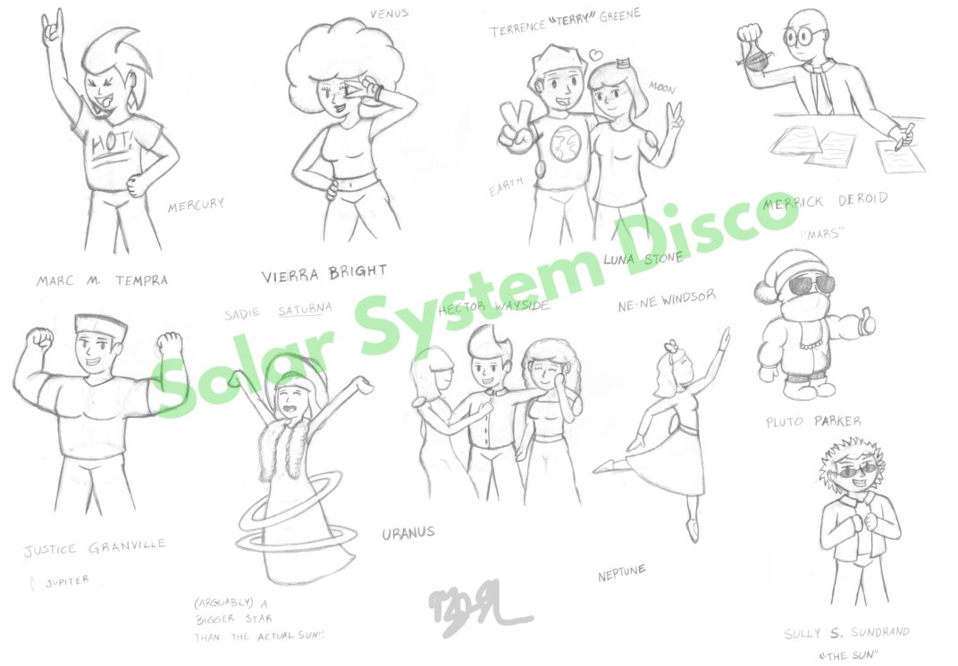 1072x746 Solar System Disco Sketch By Brian Artpoint - Disco Sketch