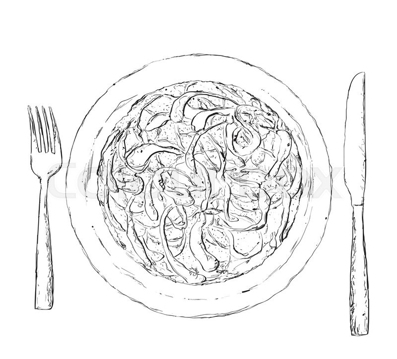 800x724 Hand Drawn Salad Sketch. Food Illustration. Serving Dishes Stock - Dishes Sketch