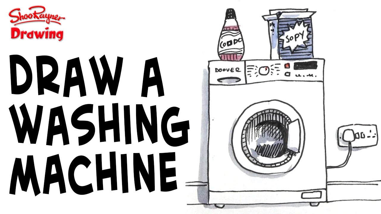 1280x720 How To Draw A Washing Machine - Dishwasher Sketch