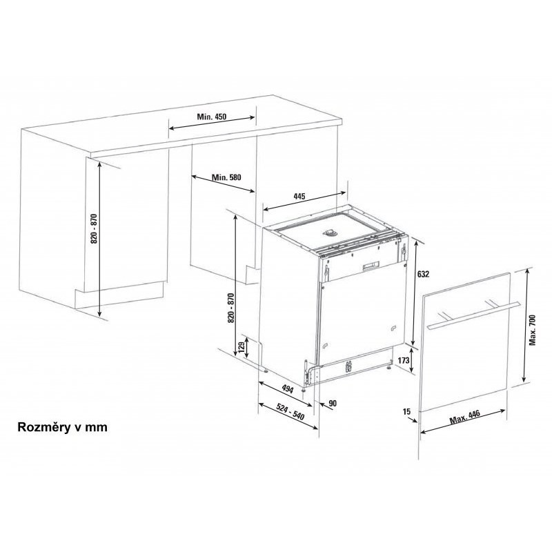 800x800 Brandt Dishwasher Vs1010j - Dishwasher Sketch