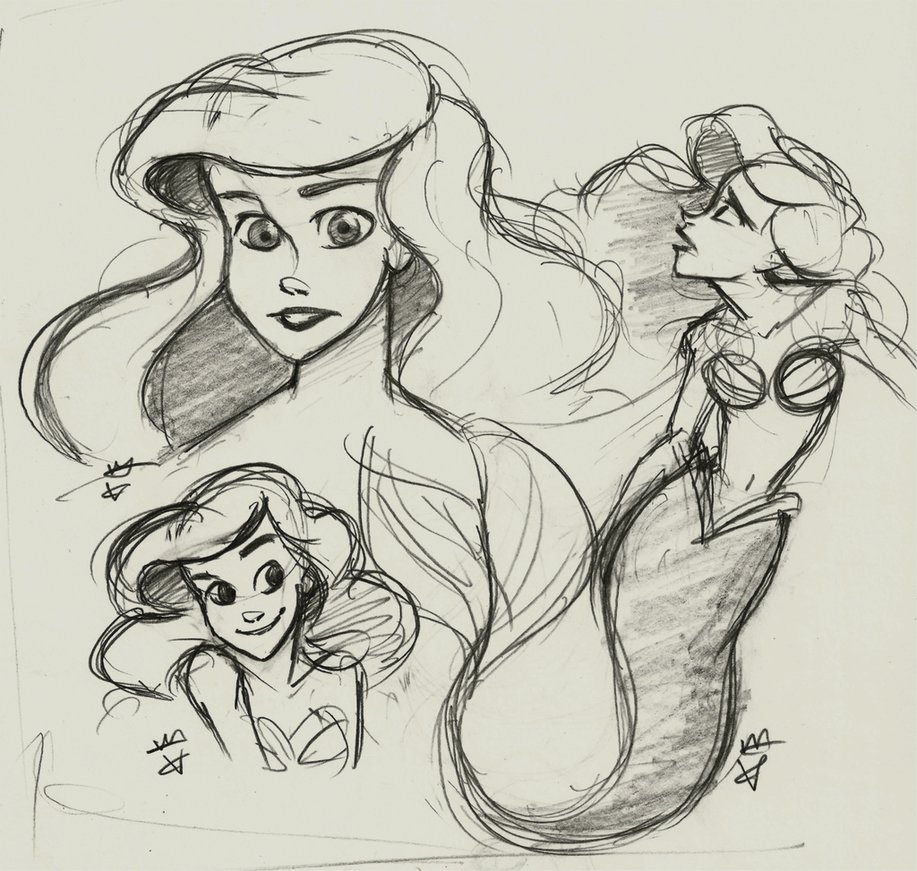 917x871 Disney Ariel Sketches By Shear Rohark - Disney Ariel Sketch