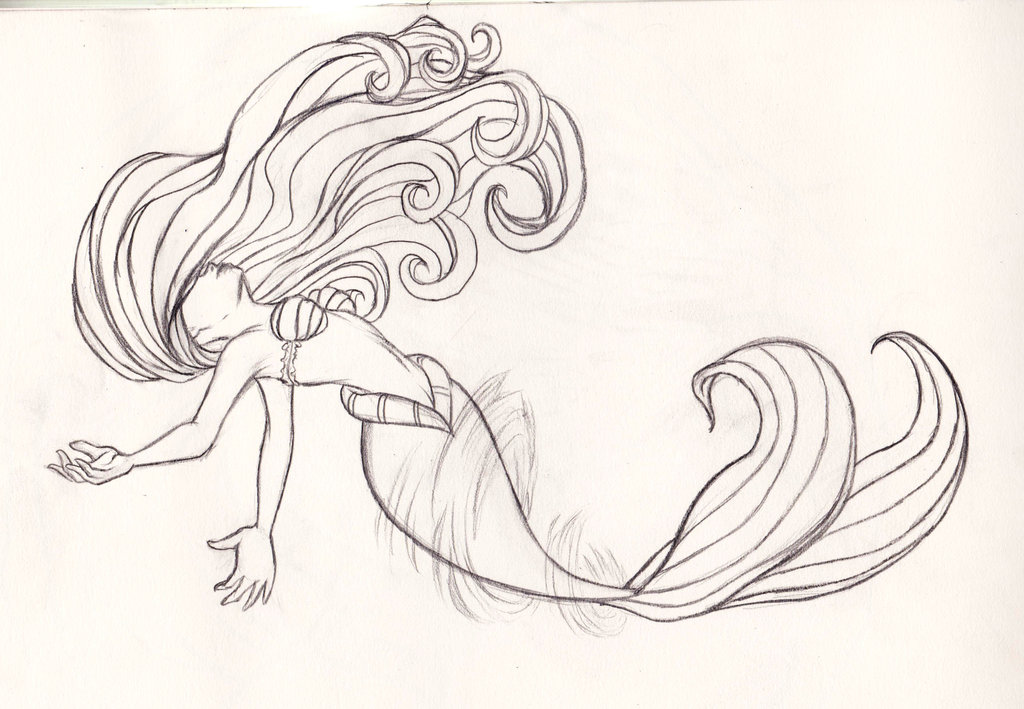 1024x709 Disney Ariel Transformation Sketch By Kimberly Castello - Disney Ariel Sketch