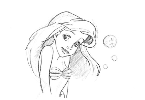 600x414 Disney Sketches Images Ariel Sketch Wallpaper And Background - Disney Ariel Sketch