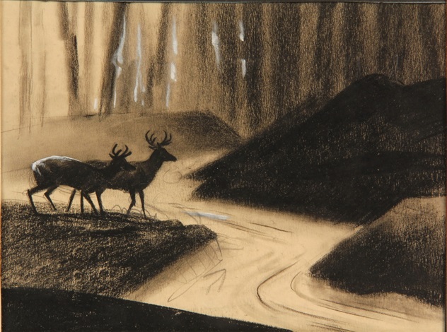 632x470 Original Animation Story Sketch From The 1937 Disney Movie Bambi - Disney Bambi Sketch