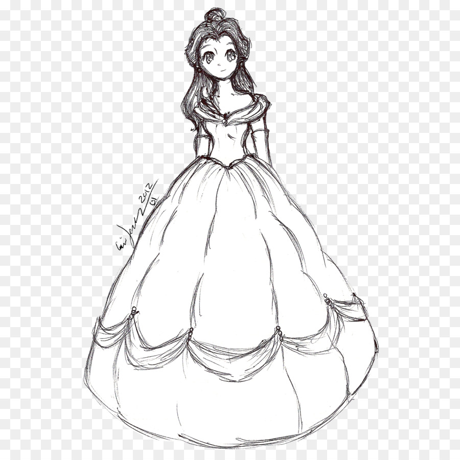 900x900 Belle Figure Drawing Sketch Beauty And The Beast - Disney Belle Sketch