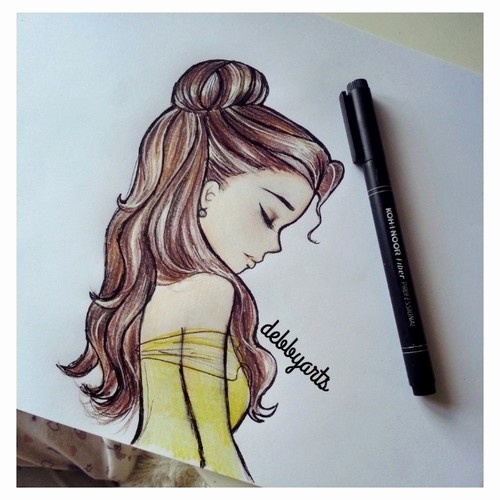 500x500 Belle Princess Drawing Pictures - Disney Belle Sketch