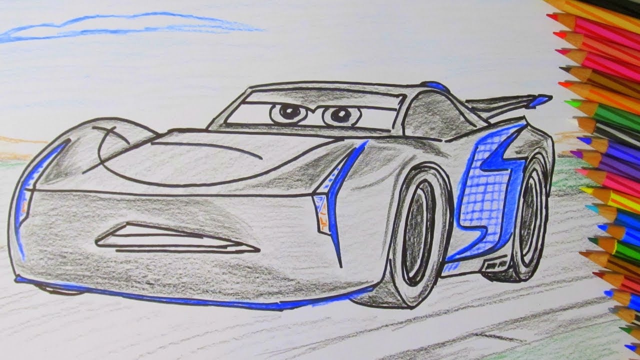 1280x720 How To Draw A Cartoon Disney Pixar Cars 3 Jackson Storm 2017 - Disney Cars Sketches