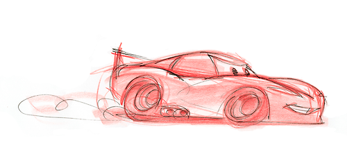 500x242 Sketch Of Lightning Mcqueen For Bob Pauley, 2003. Disney - Disney Cars Sketches