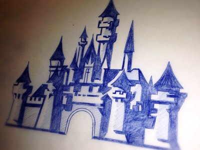 400x300 Disneyland Castle Sketch By Torch Creative - Disney Castle Sketch