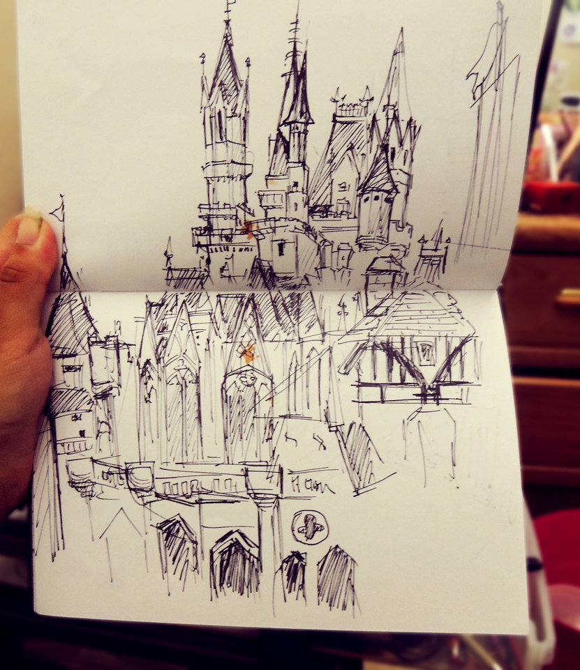 831x961 S H A R P I E Sketch Disney Castle By Memorysoul - Disney Castle Sketch