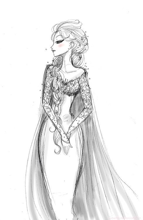 488x750 Drawn Frozen Frozen Character - Disney Elsa Sketch