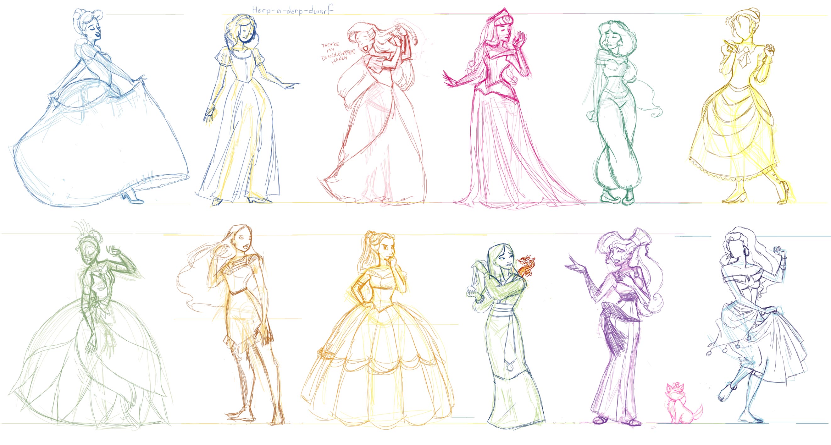 2643x1416 Disney Princesses And Whatnot By Jeannieharmon - Disney Sketch Princess