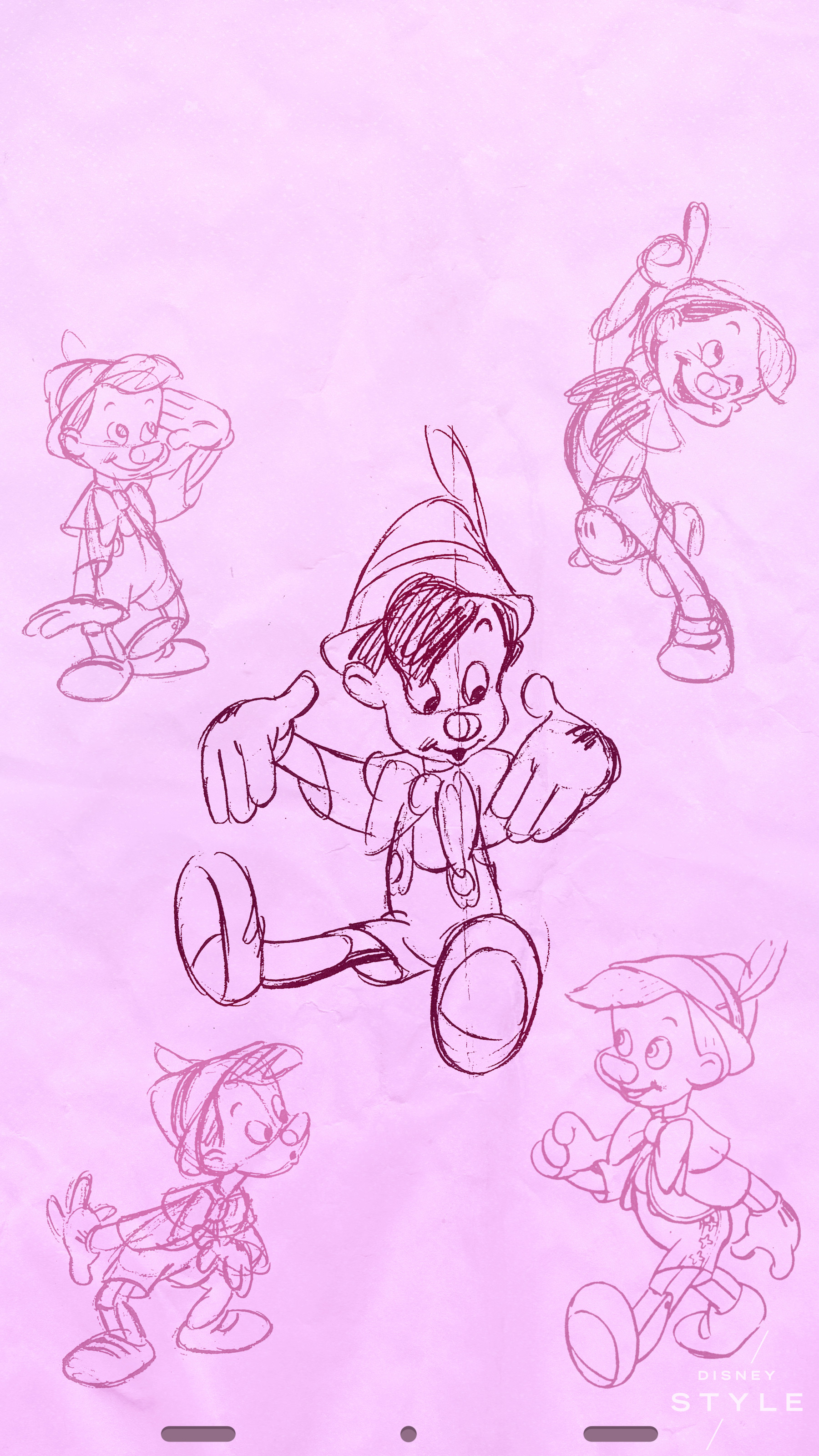 1800x3200 These Pinocchio Phone Wallpapers Are A Wish Come True - Disney Sketch Wallpaper