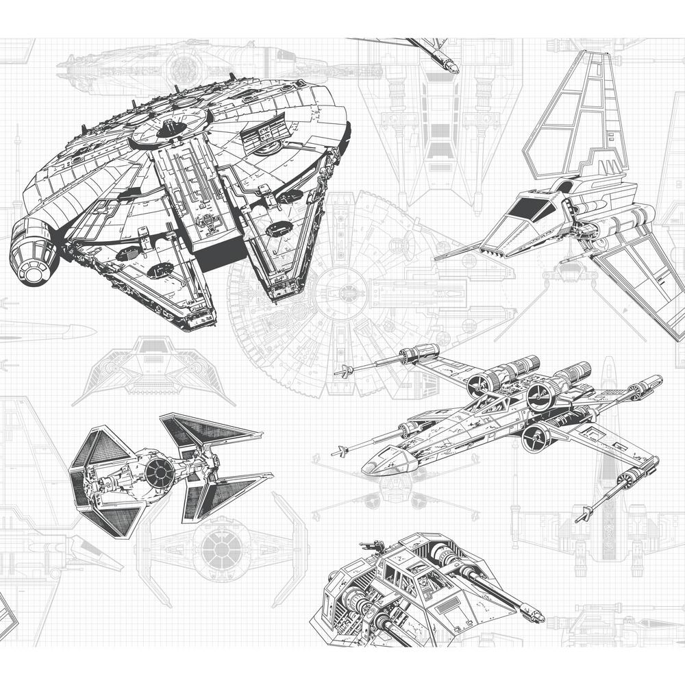 1000x1000 York Wallcoverings Disney Kids Iii Star Wars Ship Schematic - Disney Sketch Wallpaper