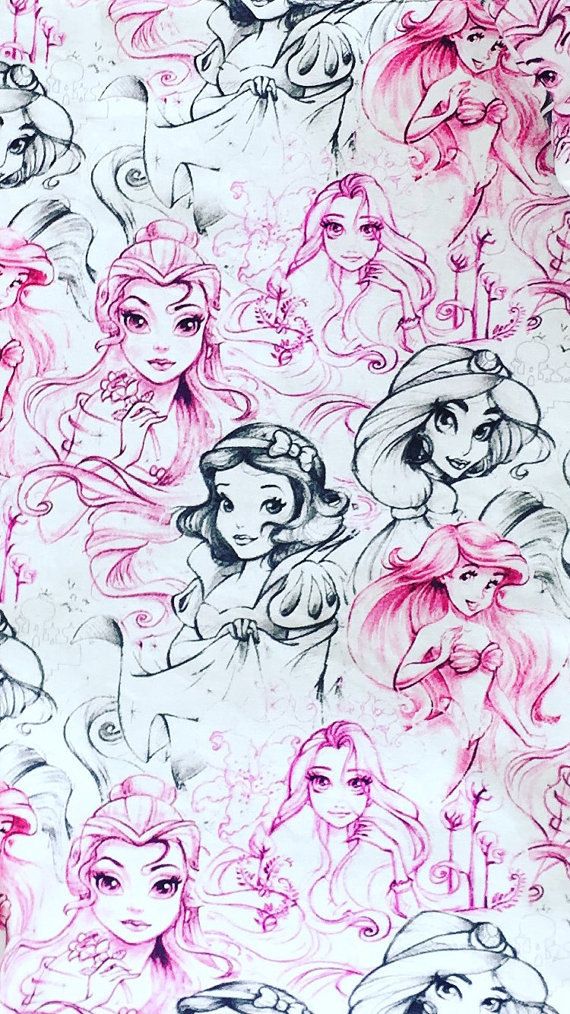 570x1014 Disney Background Wallpaper Princess Ariel Belle Snowwhite Jasmine - Disney Sketch Wallpaper