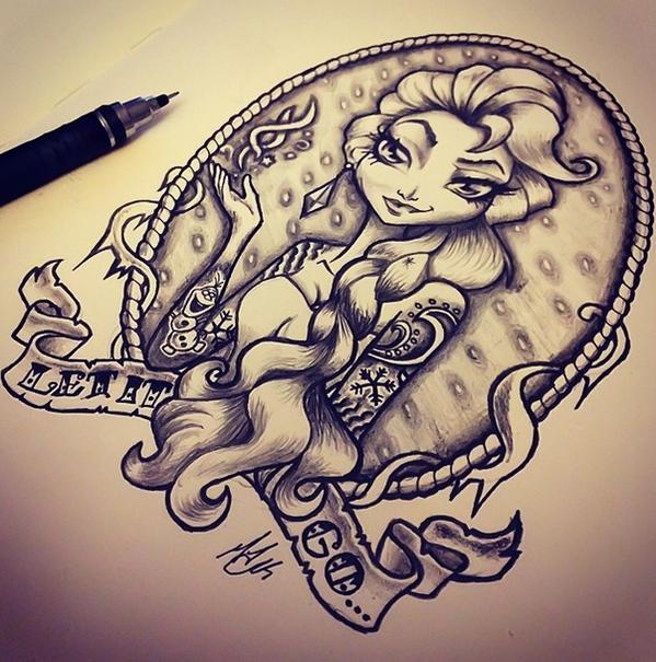 599x605 Steam Sailor On Twitter My Elsa Pin Up Drawing ) - Disney Up Sketch