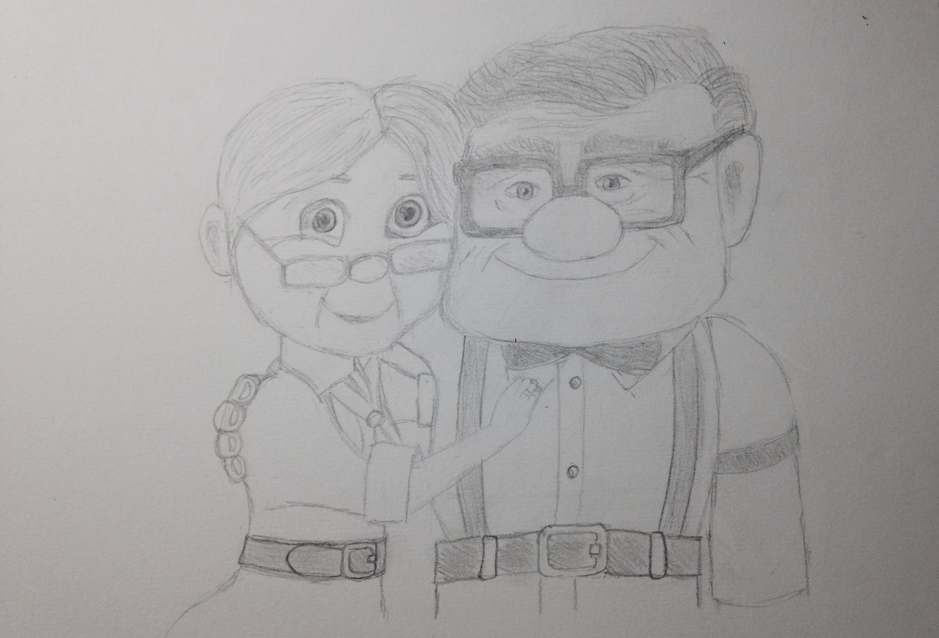 3000x2037 Sketching Carl And Ellie From Up (Disney) - Disney Up Sketch