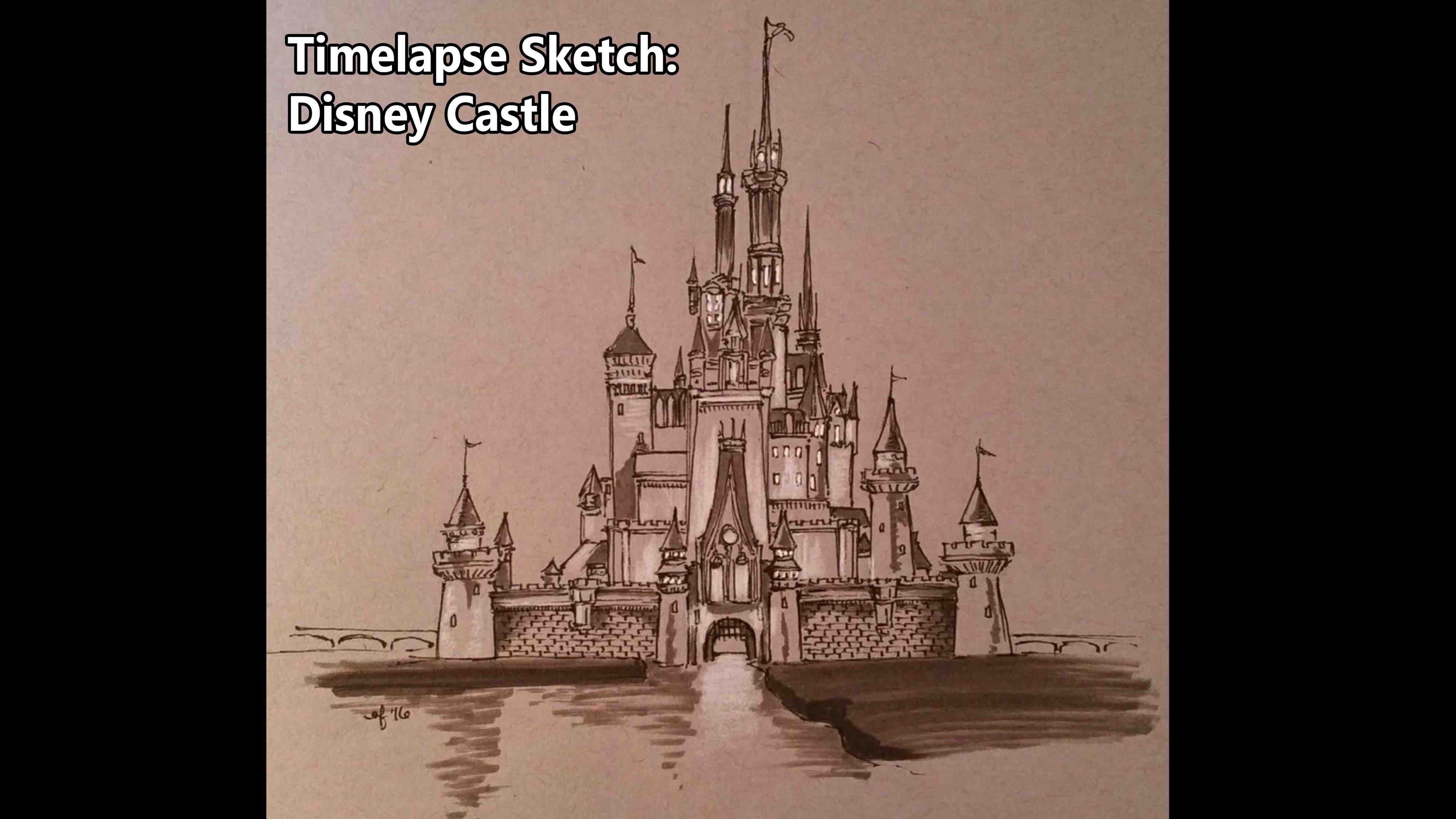 4096x2304 Time Lapse Sketch Of The Disney Castle - Disney World Castle Sketch