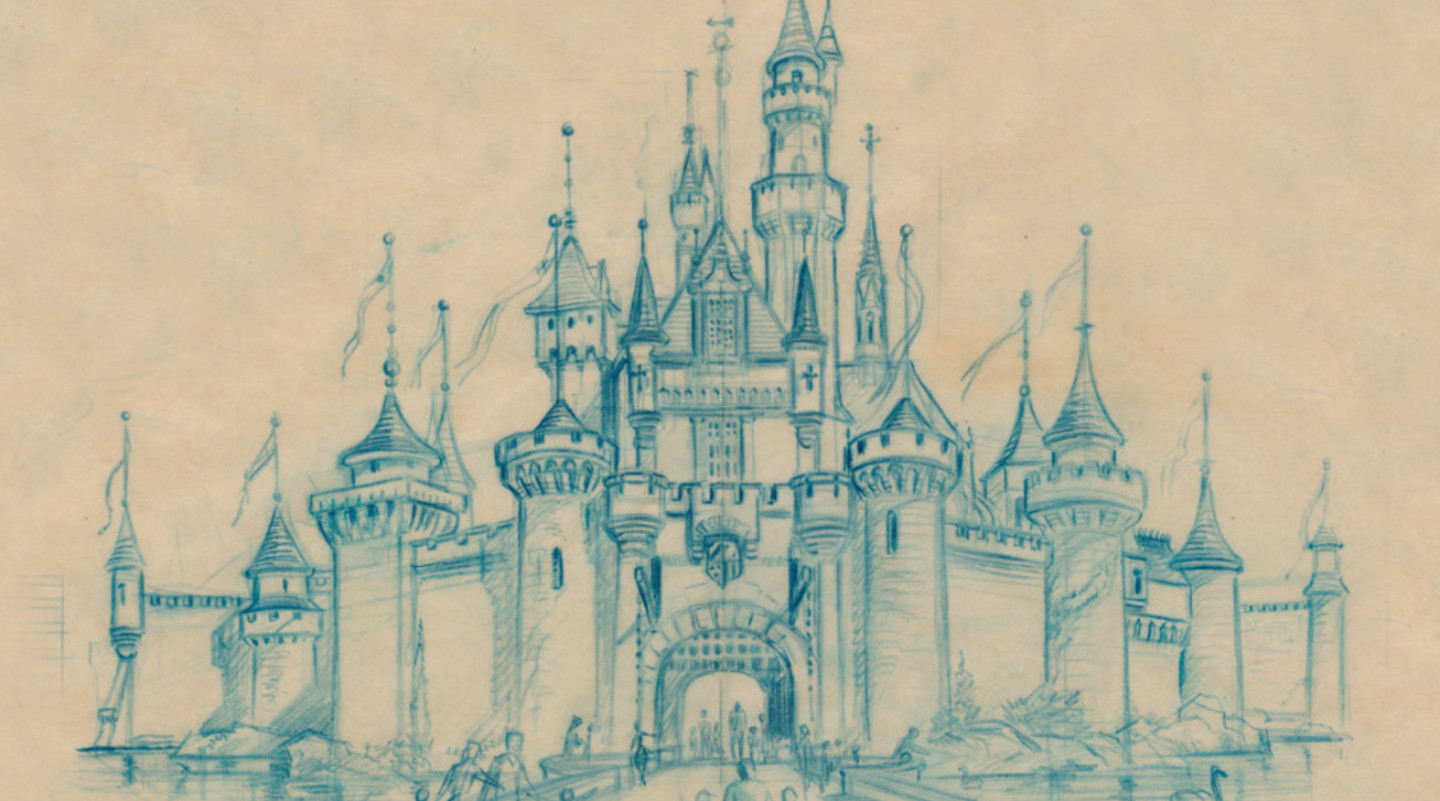 1440x801 A Visual History Of The Creation Of Disneyland The Work Behind - Disney World Castle Sketch