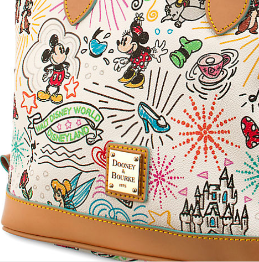 514x520 Disney World Dooney Amp Bourke Sketch Zip Handbag - Disney World Sketch