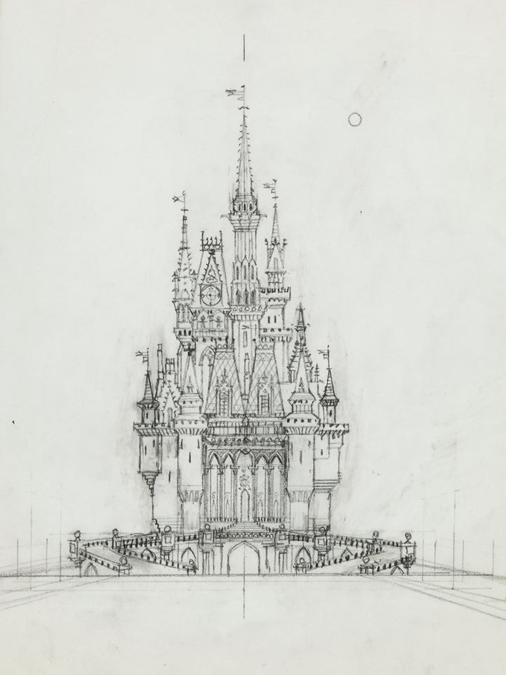 721x960 Elmer Plummer - Disneyland Castle Sketch