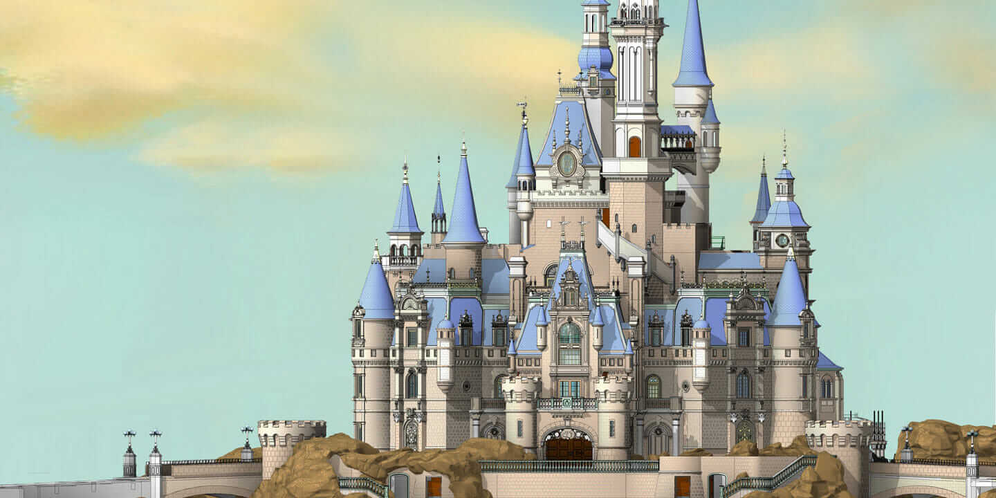 1440x720 Enchanted Storybook Castle How Imagineering Team Built It - Disneyland Castle Sketch