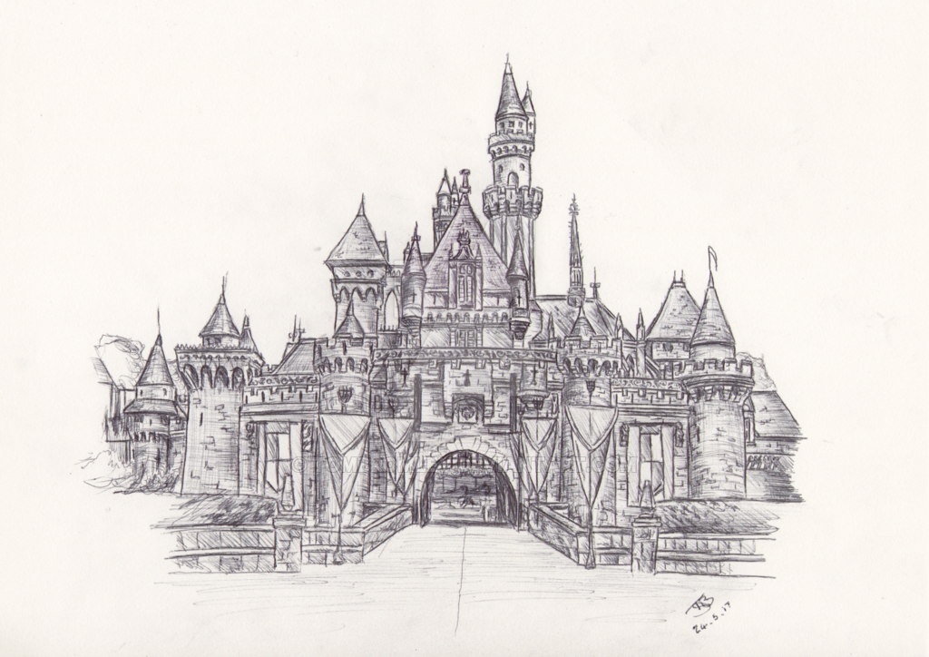 1024x724 Disneyland Sleeping Beauty Castle Drawing By Tombromley - Disneyland Sketch