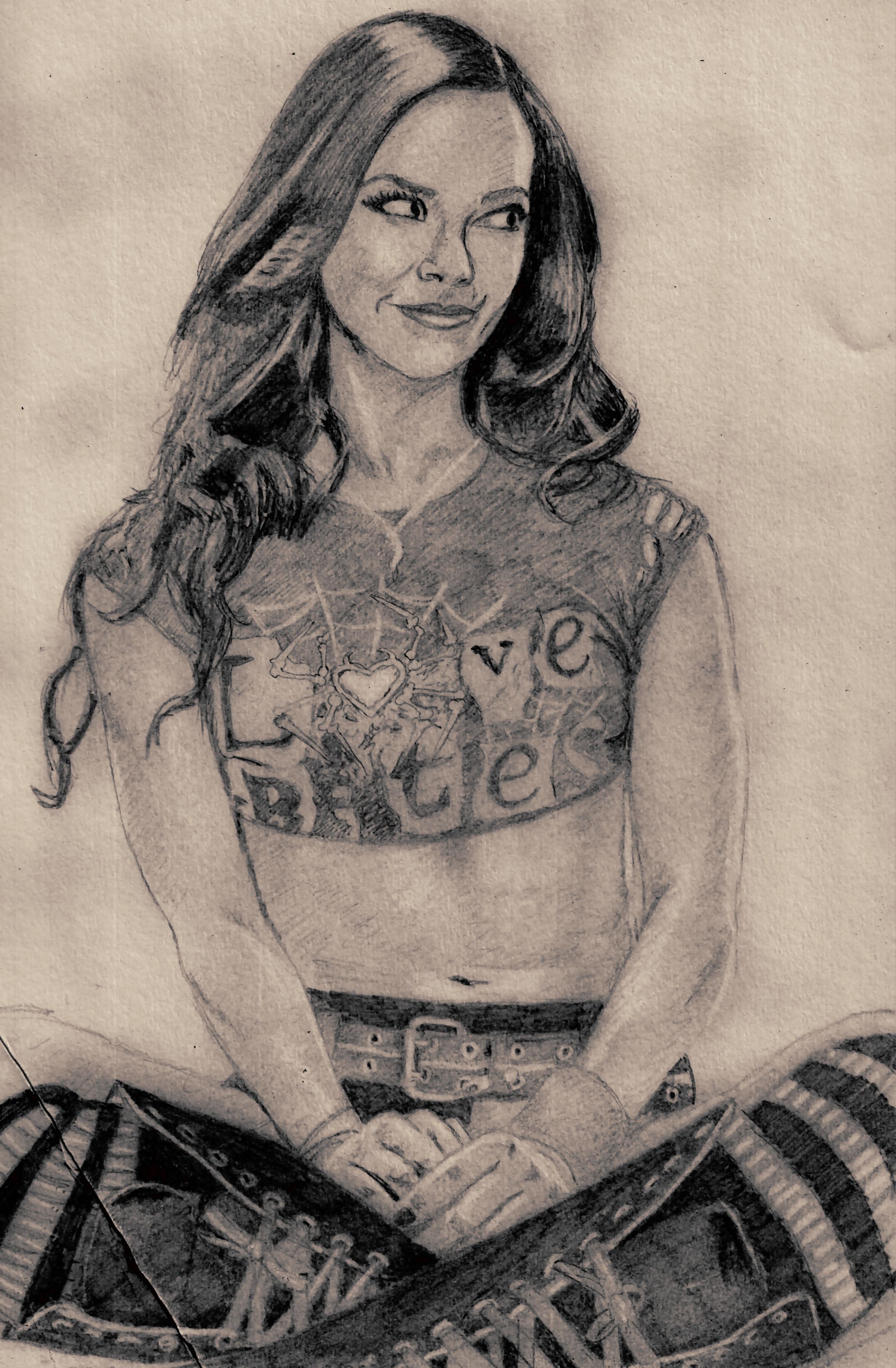 2240x3420 Wwe Diva, Aj Lee. Freehand Sketch Using Hb Pencil And Eraser - Diva Sketch