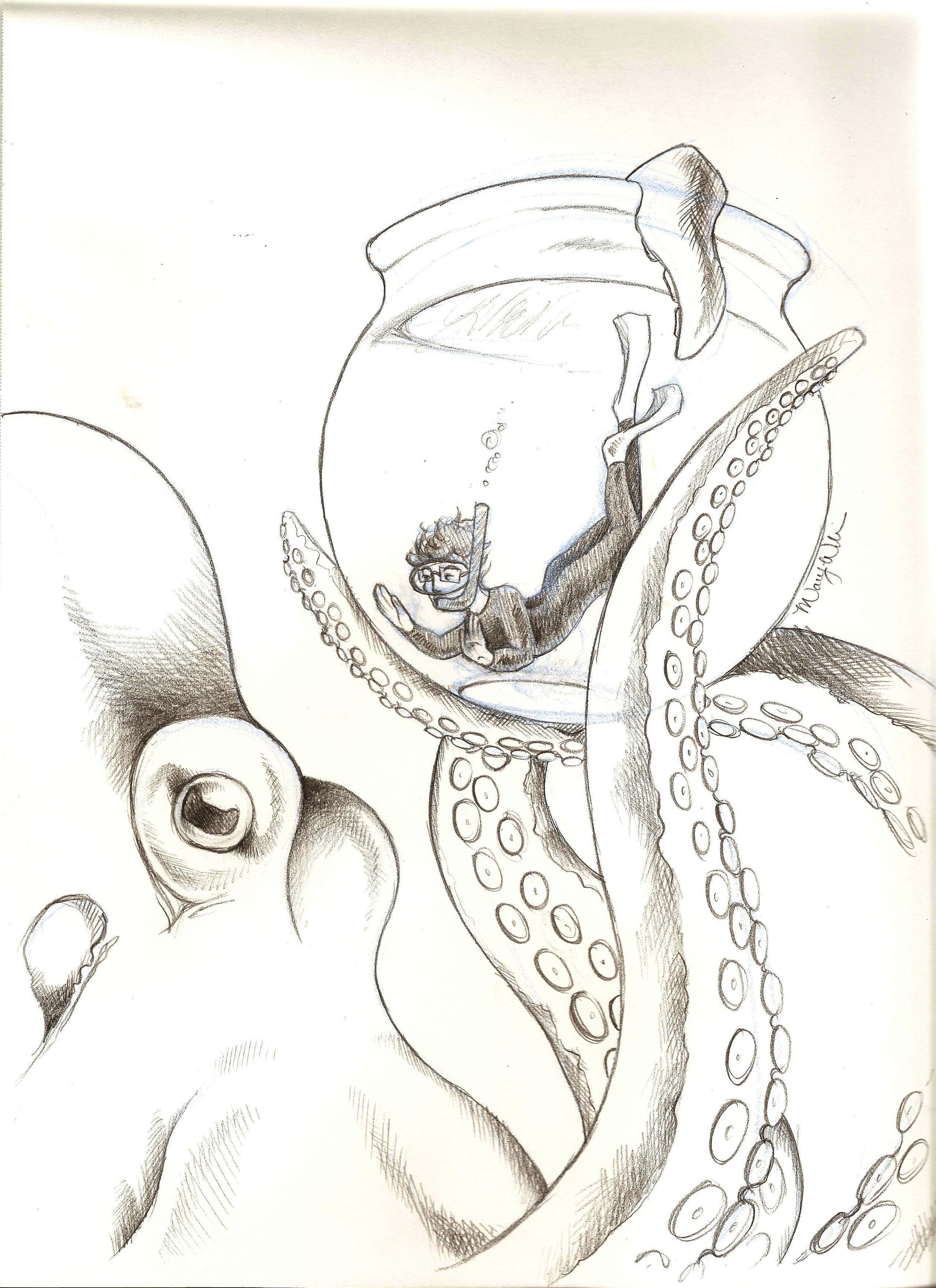 2550x3507 Scuba Diver Mary P. Williams Scientific Illustration - Diver Sketch