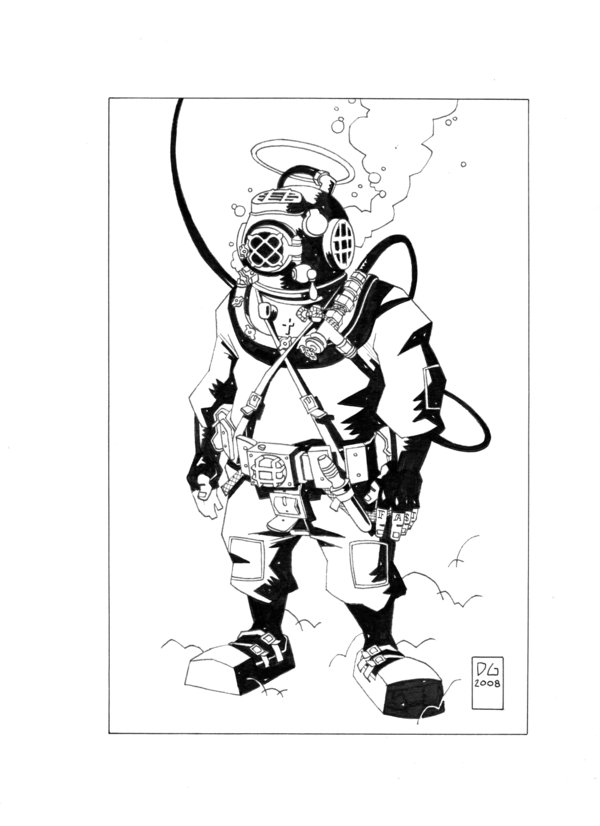 600x826 The Holy Diver By Boston Joe - Diver Sketch