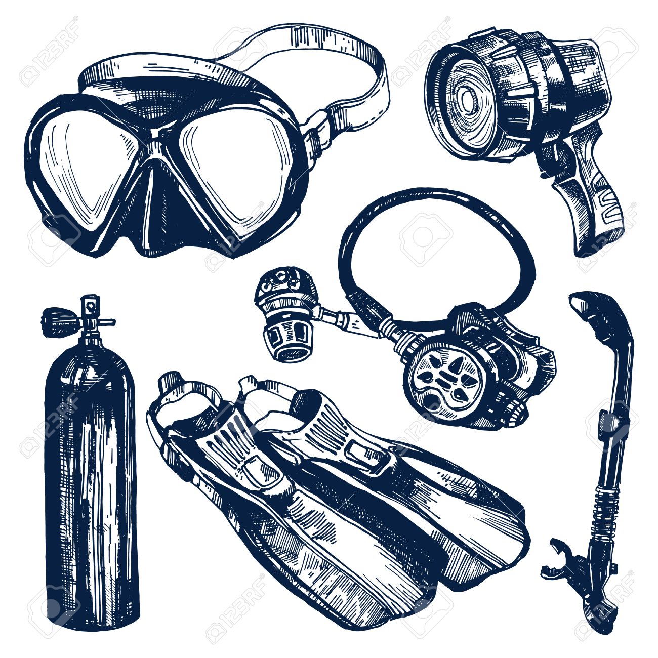 1300x1300 Diver Clipart Scuba Diving Equipment - Diver Sketch
