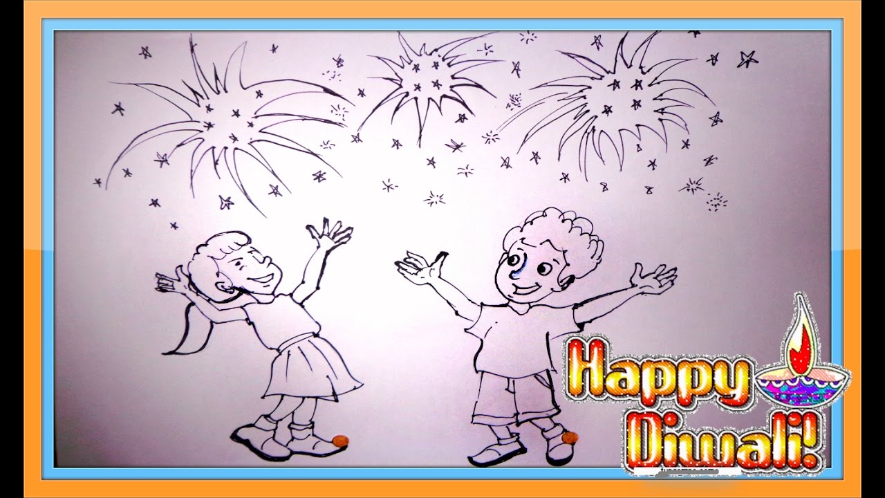 1280x720 Diwali Scene Drawing Diwali Rangoli Designs Cartoon Drawing - Diwali Rangoli Sketch