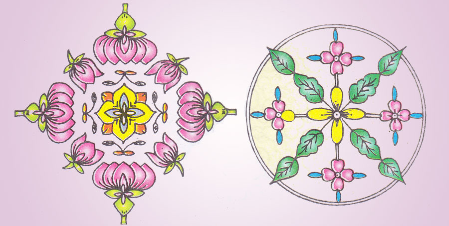 900x453 Diwali Rangoli Patterns And Designs - Diwali Rangoli Sketch