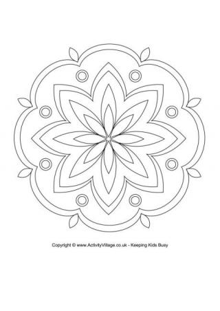 320x452 Rangoli Colouring Pages - Diwali Rangoli Sketch