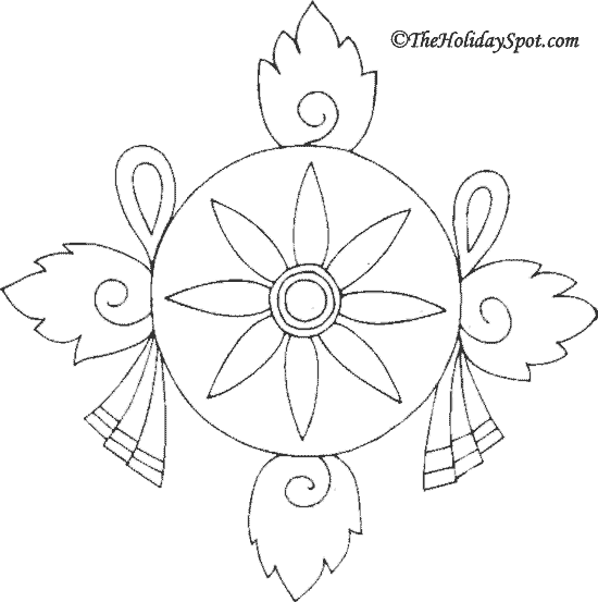 550x553 Diwali Pictures To Color - Diwali Rangoli Sketch