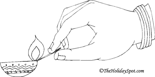 600x300 Diwali Pictures To Color - Diwali Sketch
