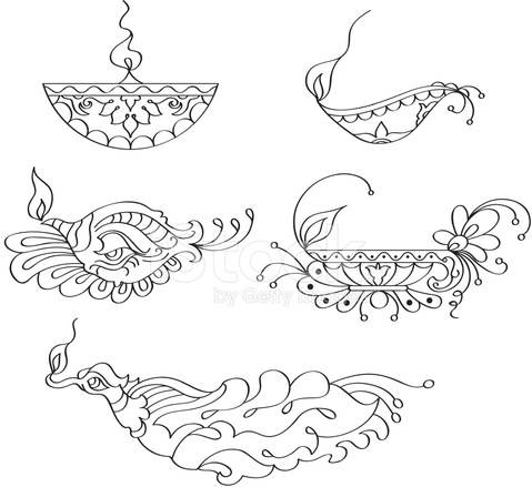 479x439 Ornamental Diya (Oil Lamp) Stock Vector - Diya Sketch