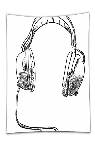334x500 Interestlee Satin Drill Tableclothmusic Sketch Style Hand Drawn - Dj Headphones Sketch