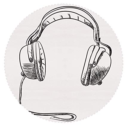 425x425 Iprint American Round Tablecloth [ Music,sketch Style - Dj Headphones Sketch