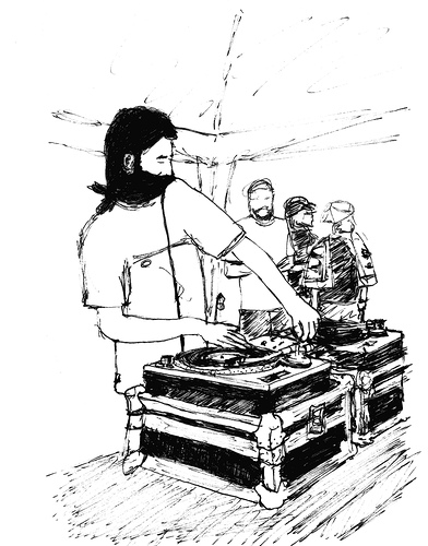 392x500 Dj With Scarf, Sketch Shaun Murphy - Dj Sketch