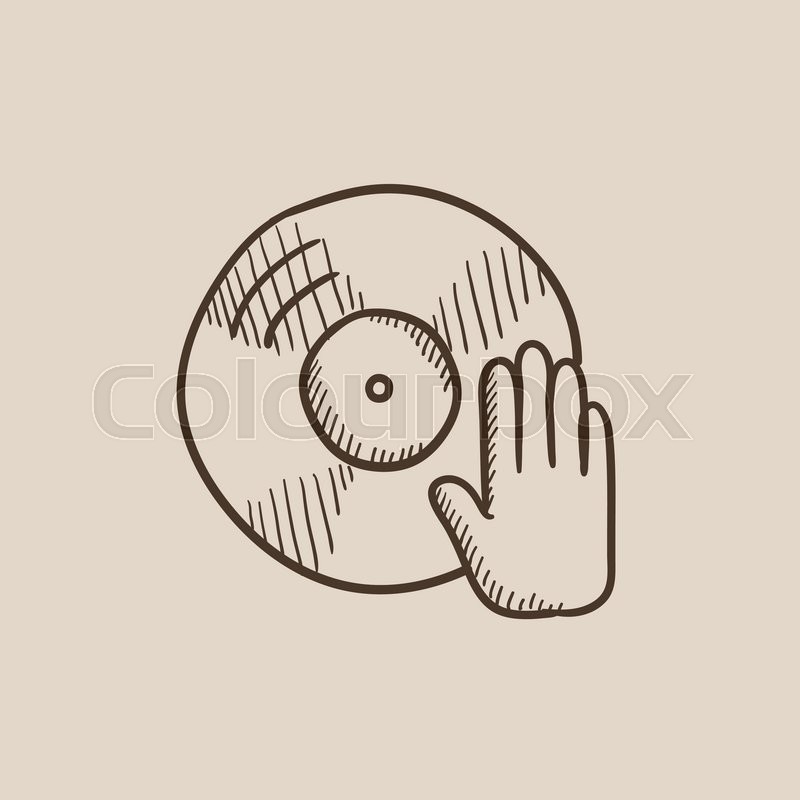 800x800 Disc With Dj Hand Sketch Icon For Web, Mobile And Infographics - Dj Sketch