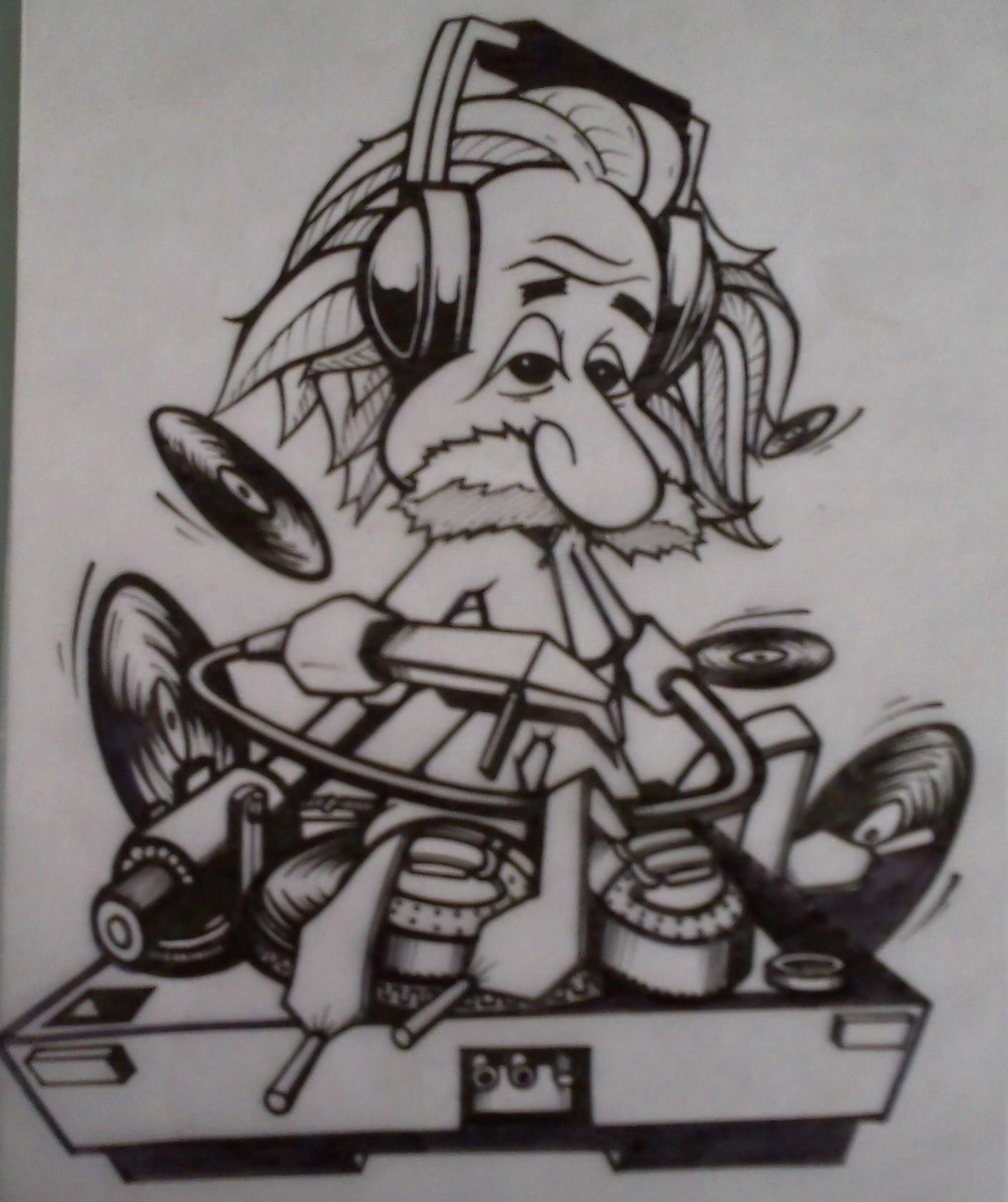 1006x1200 Music Einstein The Dj - Dj Sketch