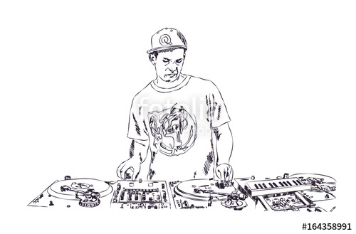 500x329 Sketch Of Dj Man In Vector. Stock Image And Royalty Free Vector - Dj Sketch