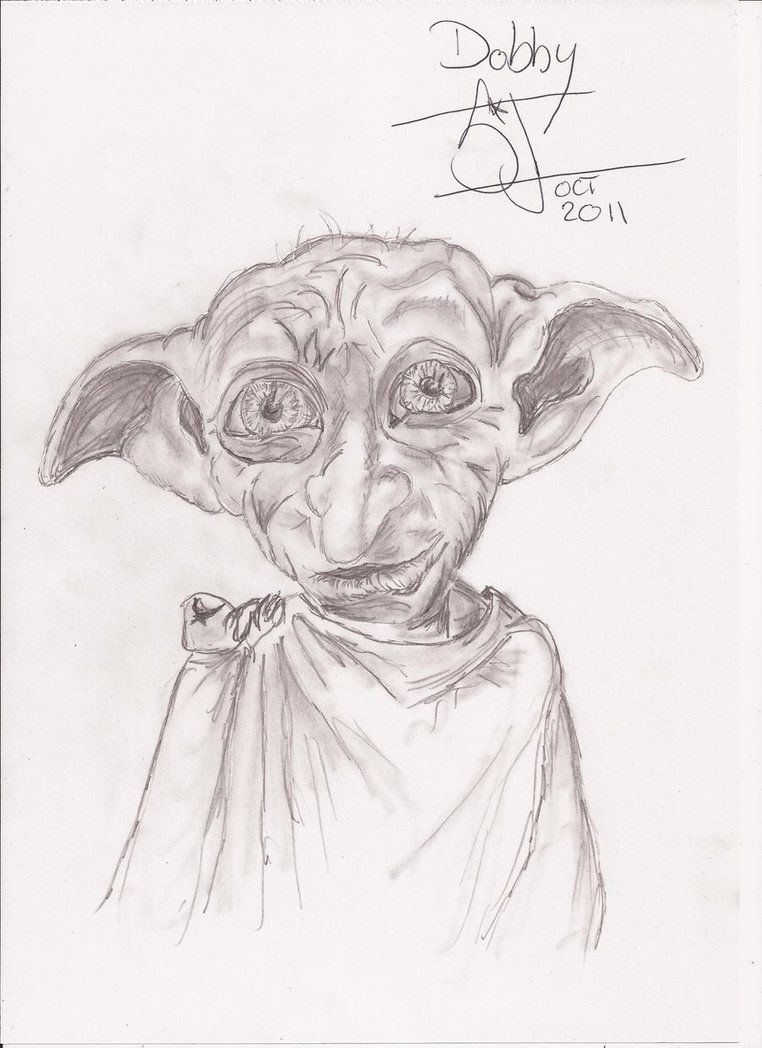 762x1048 Dobby From Harry Potter Pencil Sketch Portrait By Esjaeofficial - Dobby Sketch