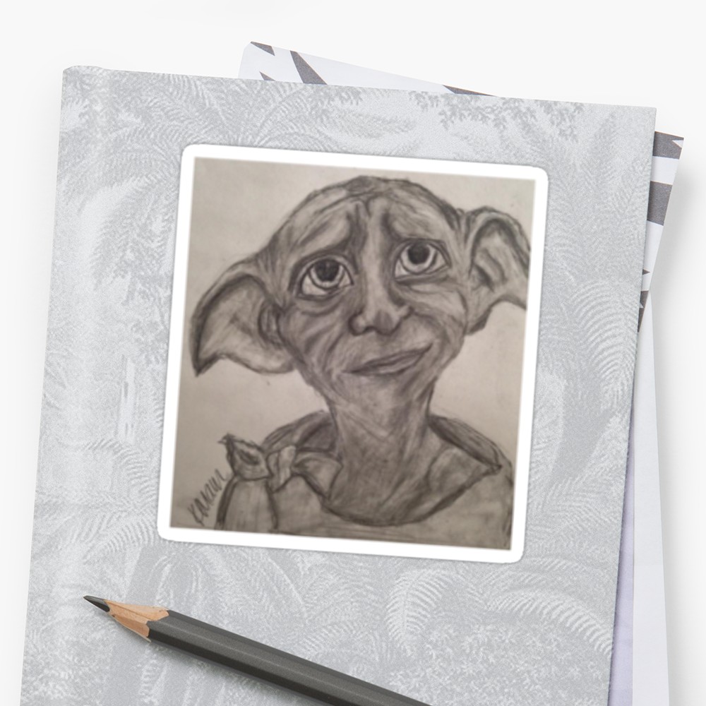 1000x1000 Dobby The House Elf Stickers By Kirsten Mann Redbubble - Dobby Sketch