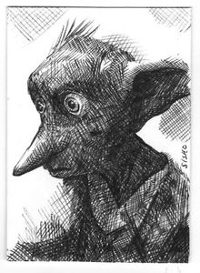 220x300 Aceo Sketch Card Harry Potter Dobby The House Elf Ebay - Dobby Sketch