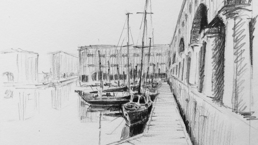 849x478 Sketching A Dock Quickly Arttutor - Dock Sketch